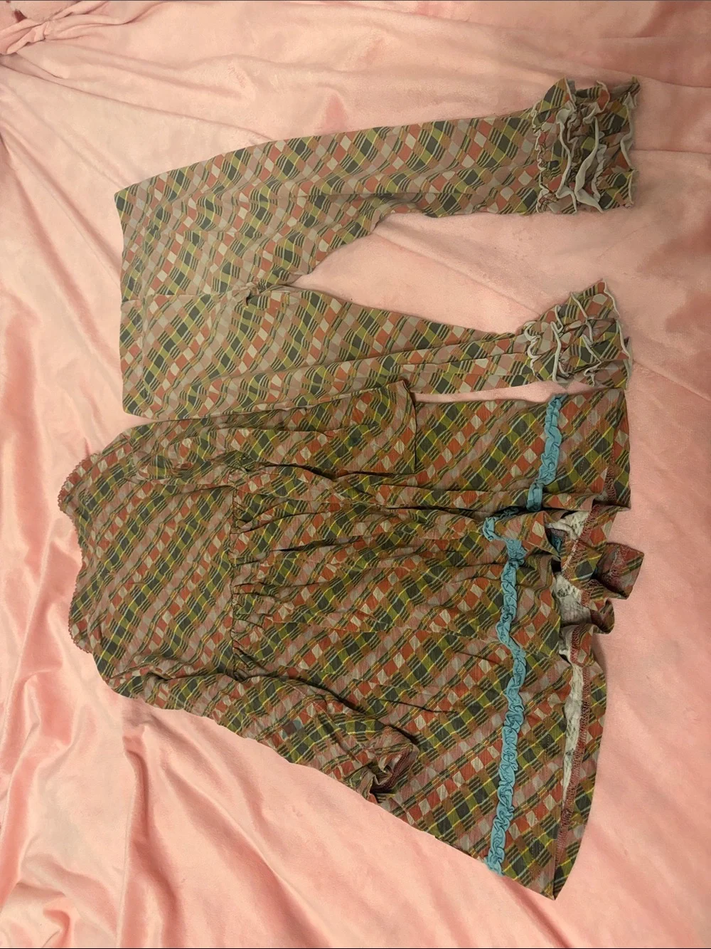 Matilda Jane Girls Plaid Tunic & Ruffle Leggings - Green, Pink, Blue
